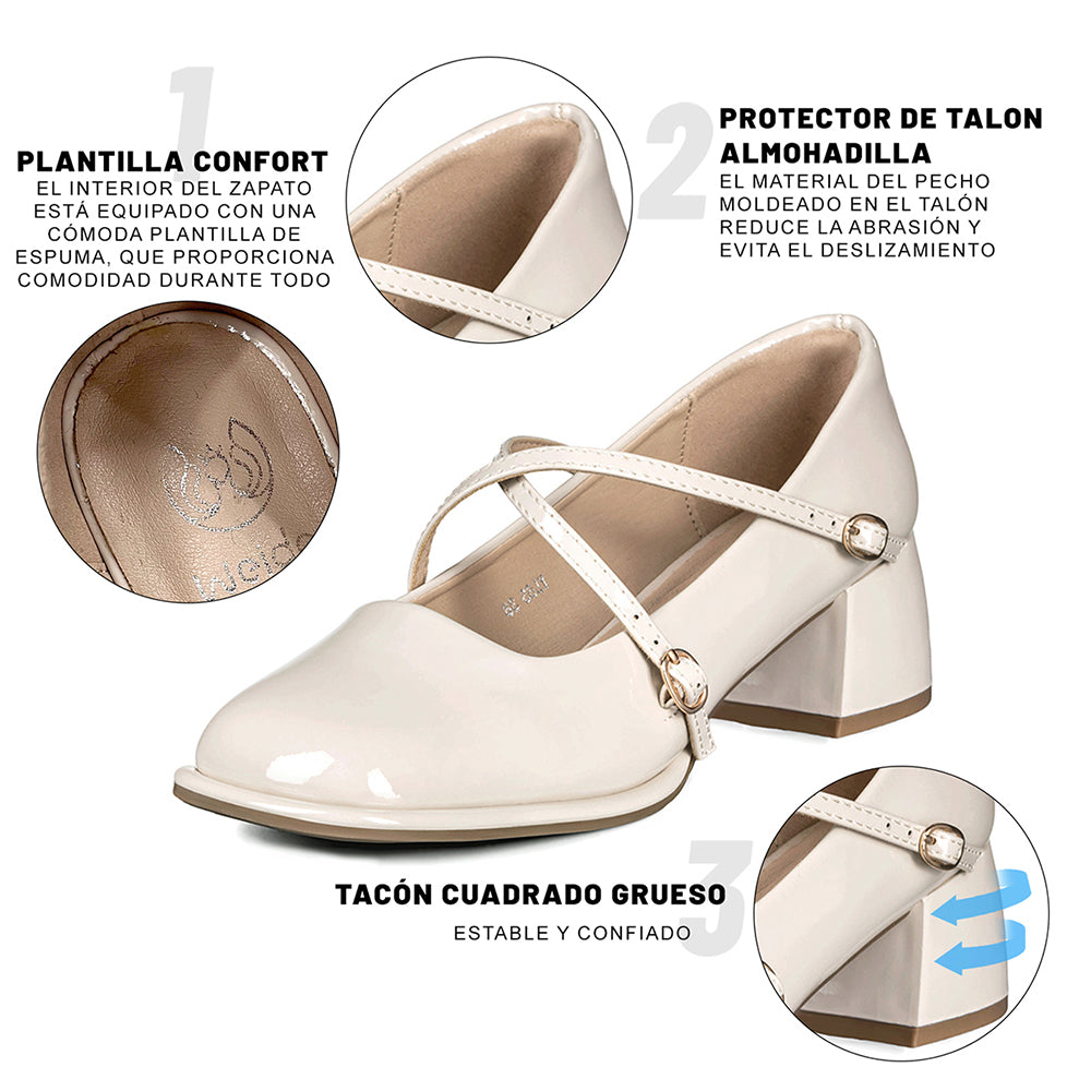 ZAPATOS MARY JANE MUJER BEIGE WEIDE YL65