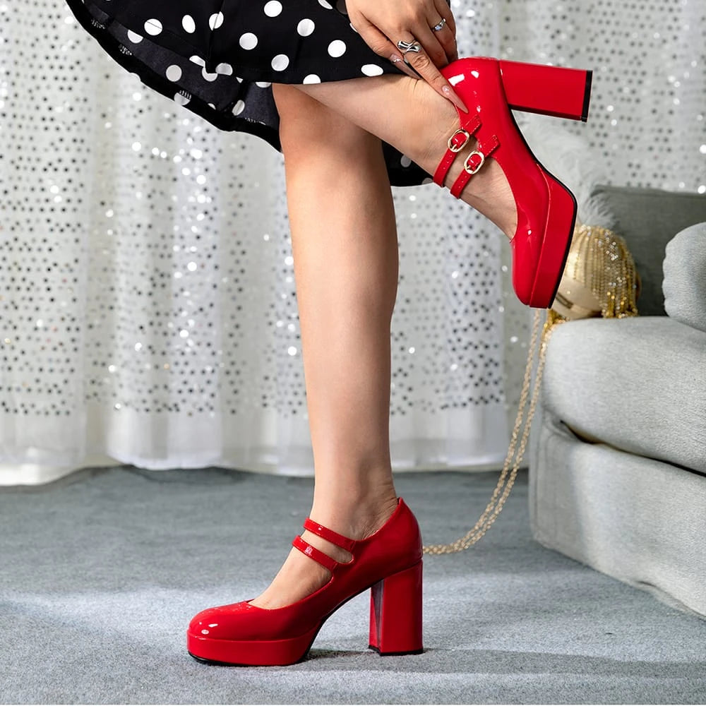 Zapatos Mary Jane Mujer Benita Rojo Weide