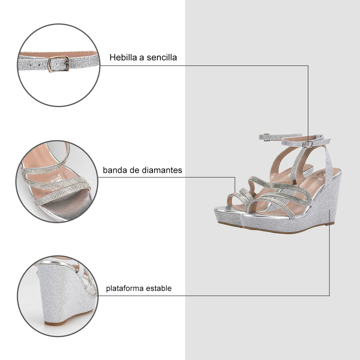 Sandalias Mujer Borgia Plateado Weide