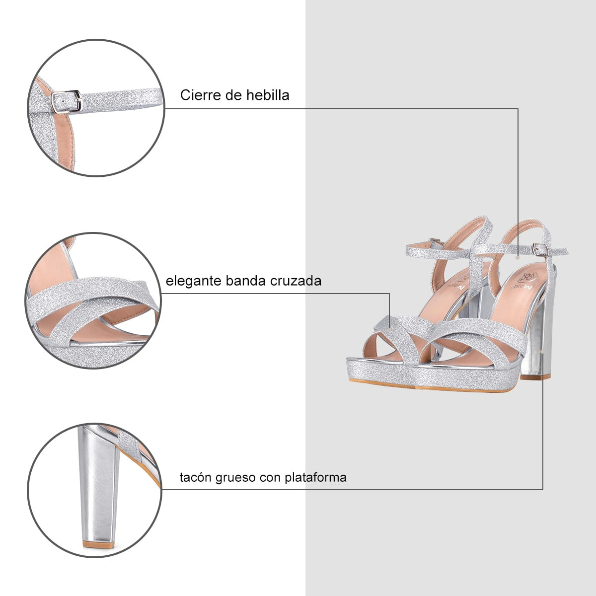 Sandalias Mujer Judith Plateado Weide