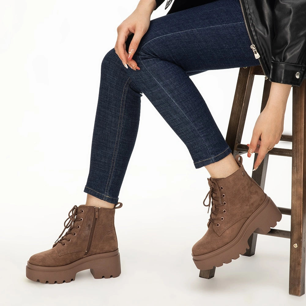 BOTINES PLATAFORMA MUJER CAQUI WEIDE DH31