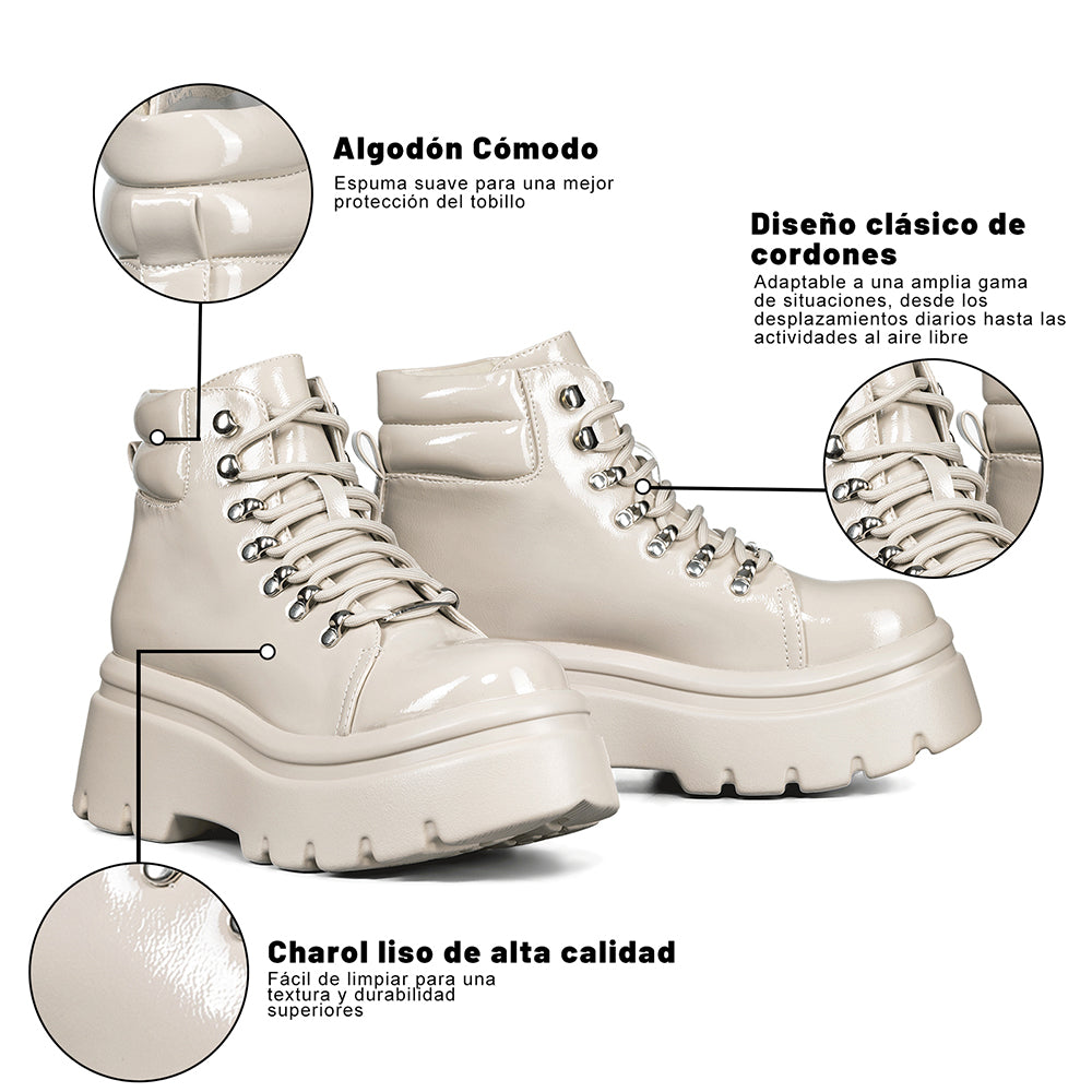 BOTINES PLATAFORMA MUJER BEIGE WEIDE DH56