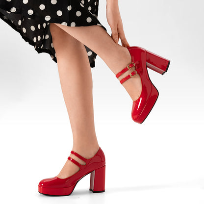 Zapatos Mary Jane Mujer Benita Rojo Weide