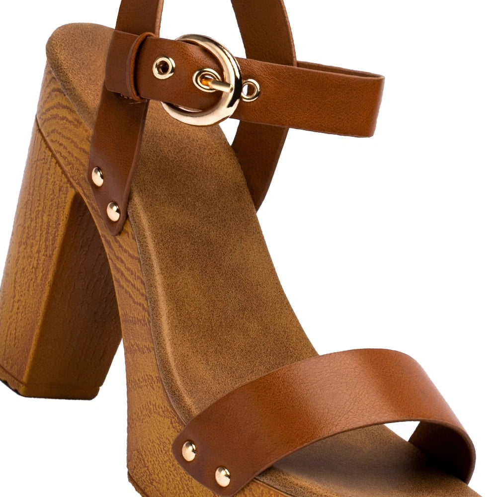 Sandalia Mujer Elida Camel Weide